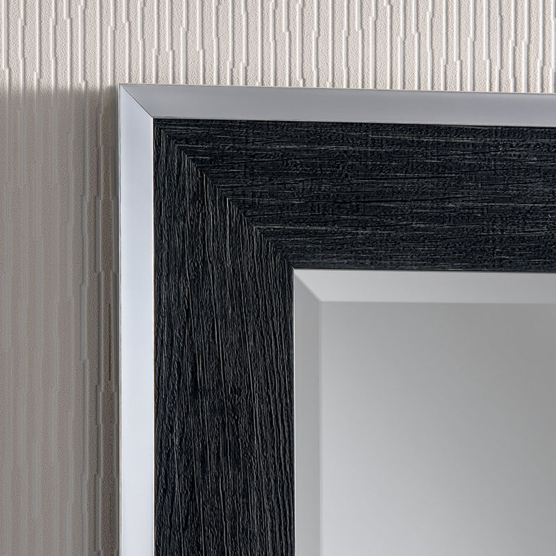 Arizel Flat Wall Mirror, 172cm H x 80cm W, Black/Chrome