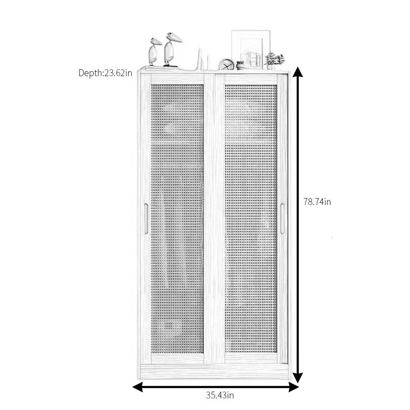 Armoire moderne en rotin, H 79 po x l 35 po x P 24 po