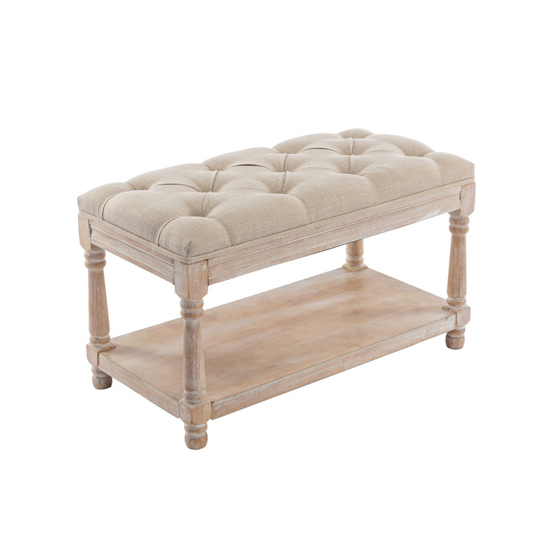 Eirwyn Linen Upholstered Storage Bench, Beige