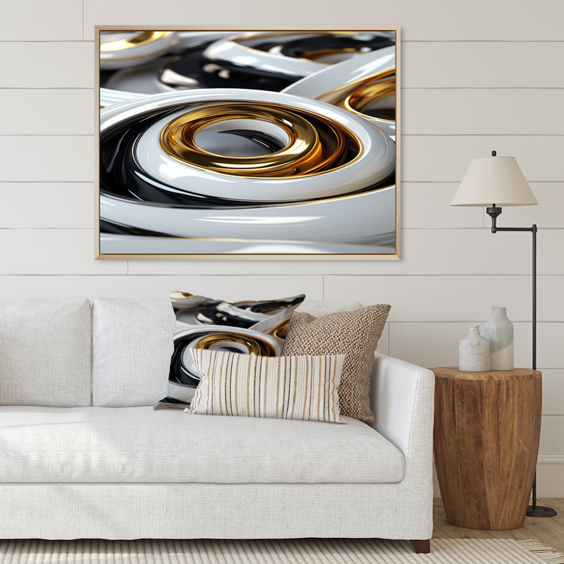 Liquid Minimal Abstract - Print on Canvas, 20" H x 12" W x 1" D, Natural Floater Framed