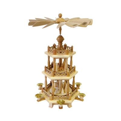  Décoration de table bonhomme de neige pyramide en bois naturel à 3 niveaux