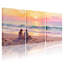 Plage, coucher de soleil, couple, océan, vagues du ciel, ensemble de 3 impressions sur toile-1134554613