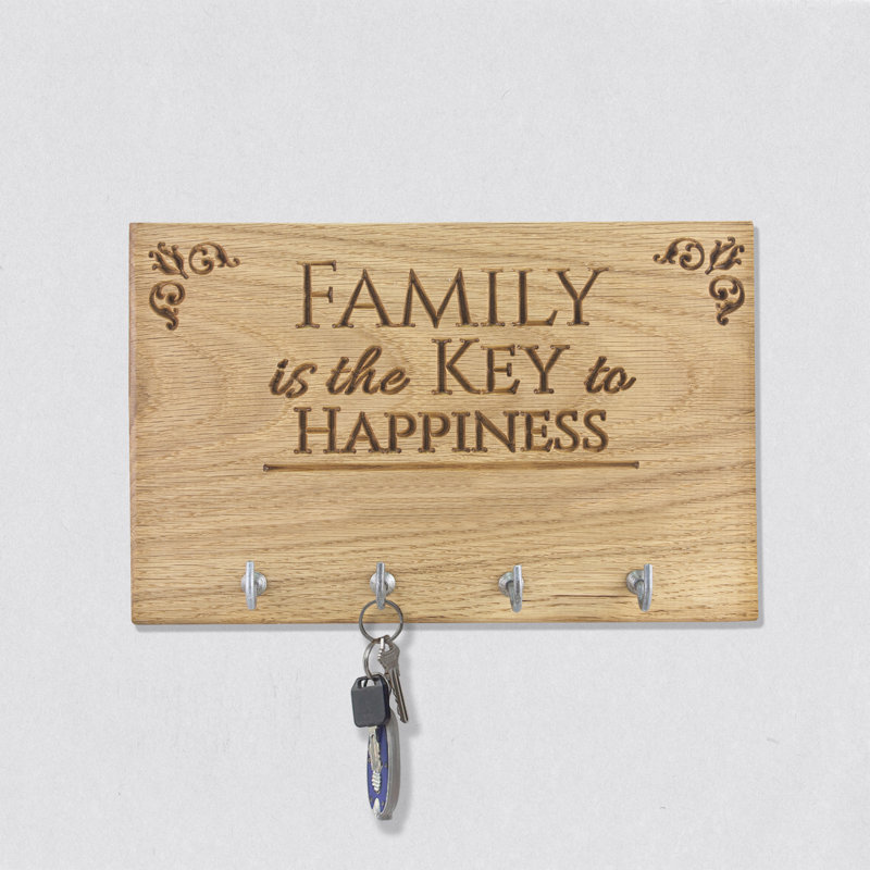 Wood Wall Organizer with Key Hooks