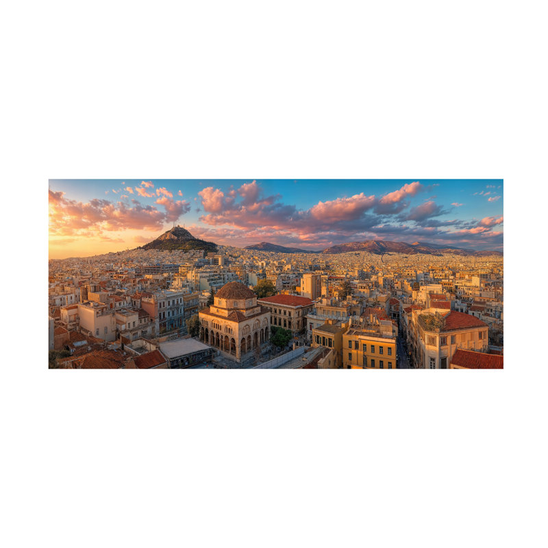 Art mural sur toile tendue - Imagine It Images «Athens Grèce 2» pour décoration de salon, de chambre à coucher ou de bureau - 14 x 32