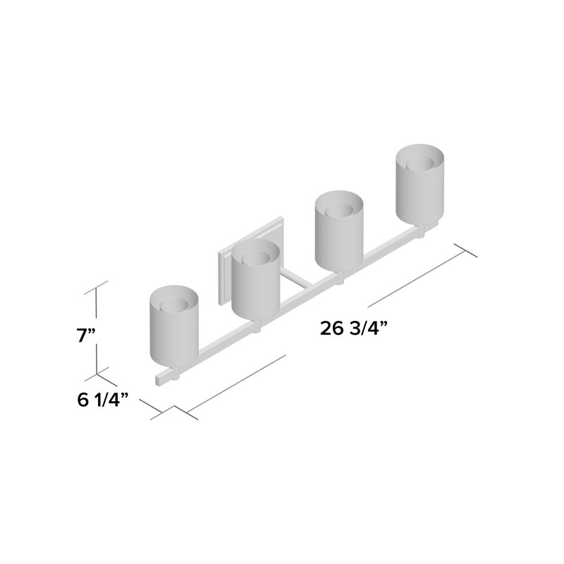 Éclairage pour meuble-lavabo 4 lumières Edwina, Nickel poli brossé