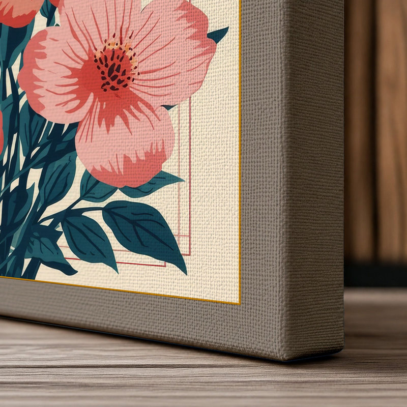 Carnation Bouquet Botanical - Wrapped Canvas, 36x24 - 91.4 x 61.0 cm, Taupe Border