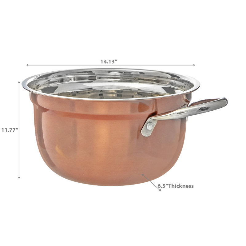 Bol à salade en acier inoxydable Ebern Designs, H 11,77 po x l 14,13 po x P 14,13 po