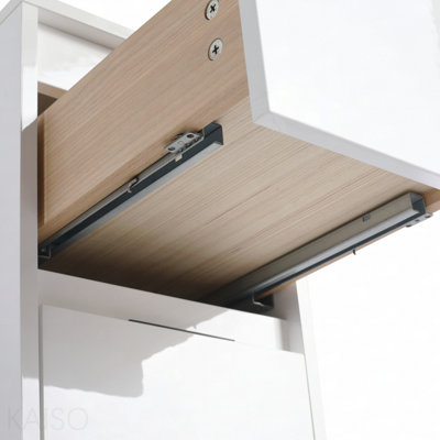 Armoire de rangement de salle de bain autoportante 12 po, 3 tiroirs à fermeture en douceur, blanc brillant (emballage Kd)