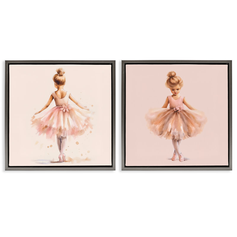  «Ballerina Dancing Stars», ensemble de 2 toiles flottantes encadrées par Andrea Haase, H 18 po x l 18 po