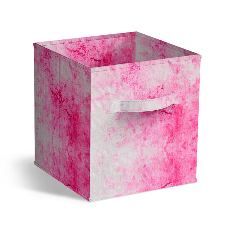 11" Foldable Storage Cubes with Handles in Tie Dye Pink 1 Piece