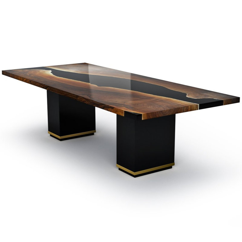 Walnut Solid Wood Base Dining Table, H75 x L244 x W122cm