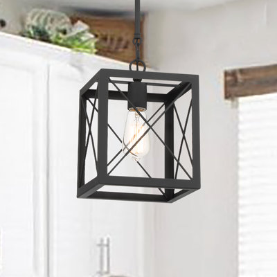 Luminaire suspendu de style lanterne carré / rectangulaire à 1 lumière certifié UL