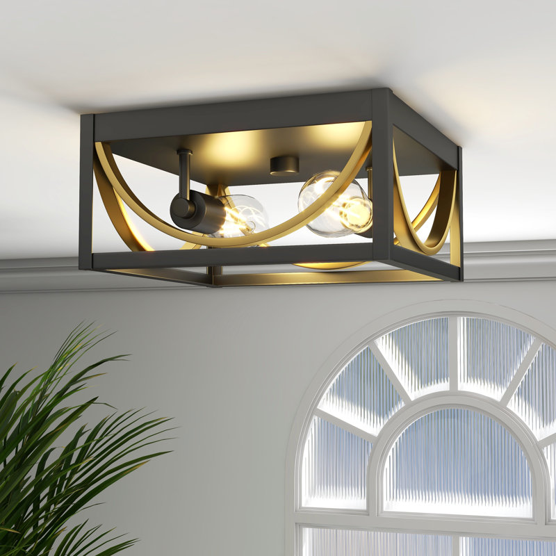 Plafonnier encastré 2 lumières Redrow, Noir mat / Or