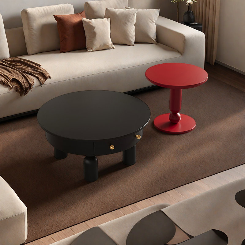 Ensemble de tables basses de style rétro, Noir / Rouge