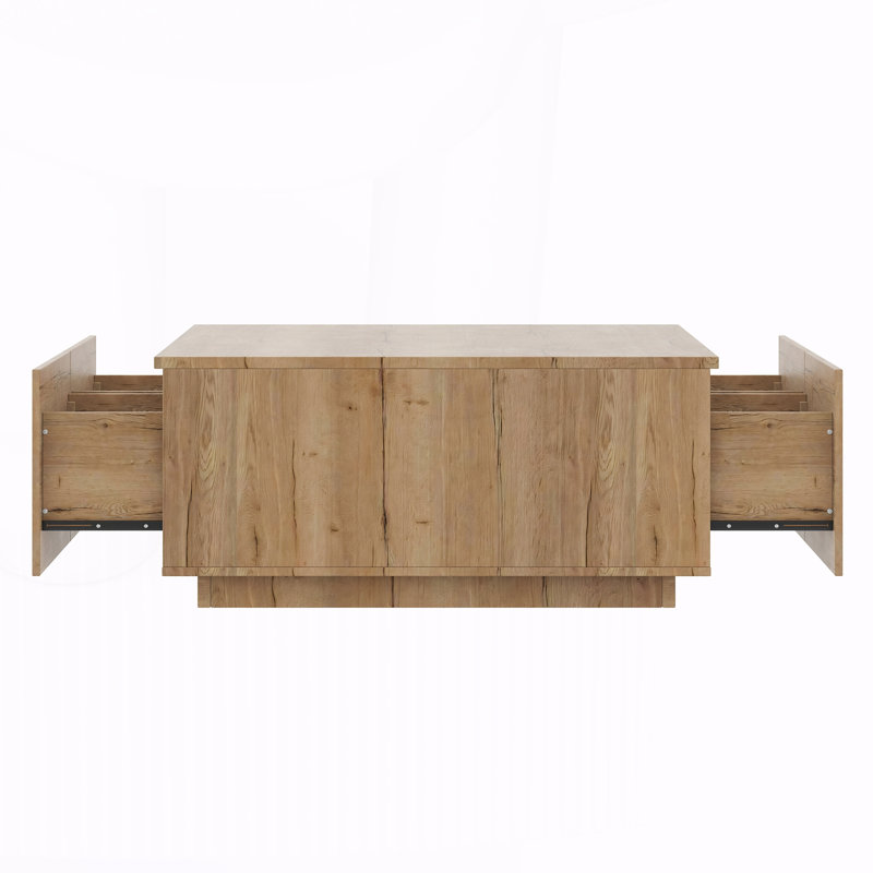 Table basse carrée à 4 tiroirs, Natural