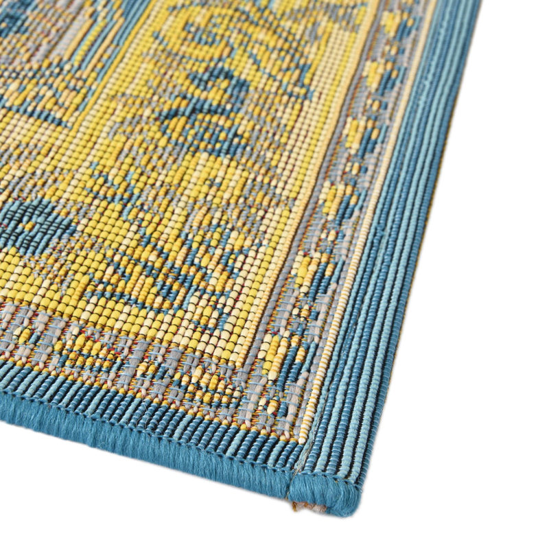 Blue Cahuita Indoor/Outdoor Traditional Rug, Square 6'
