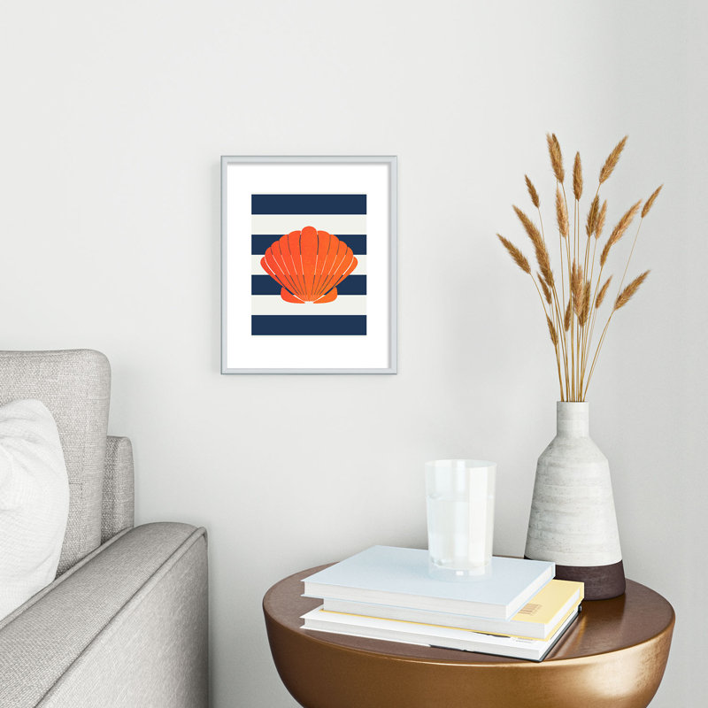 «Cynthia Haller», reproduction d'art encadrée à clapet orange et marine, Argent, H 10 po x l 8 po