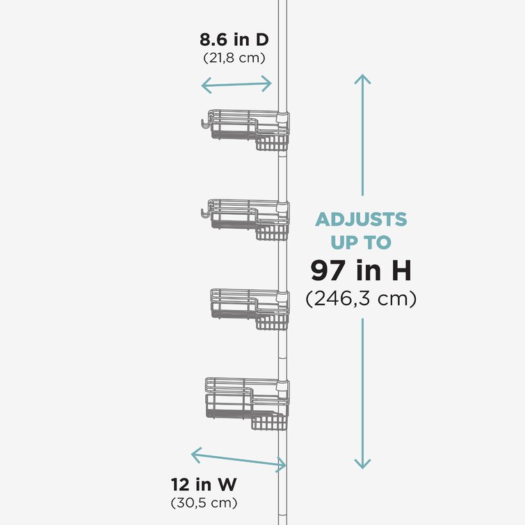 Glacier Bay Rustproof Tension Pole Shower Caddy in Satin Chrome