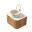 Meuble-lavabo de salle de bain de 24 po avec tiroir Dina, armoire de rangement rayée à bords arrondis avec tiroir, lavabo rond en céramique mat et plateau en pierre frittée de Carrare, pré-assemblé-126528405