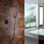 Système de douche encastré moderne Sumerain avec valve à pression équilibrée, douche de pluie murale à poignée simple avec douche à main, noir mat