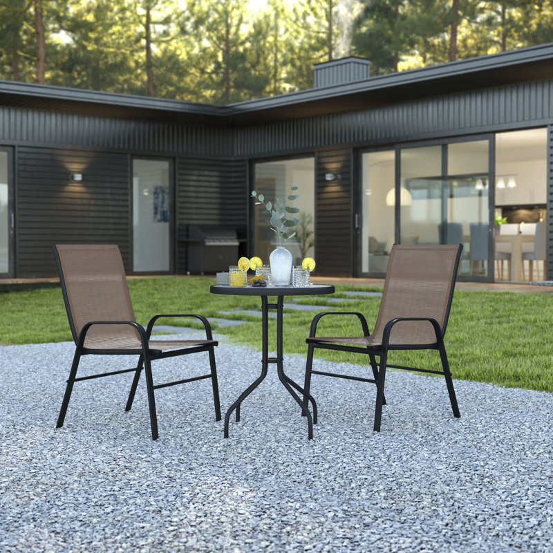 Artu 2 - Person Patio Dining Set Round Table, Brown