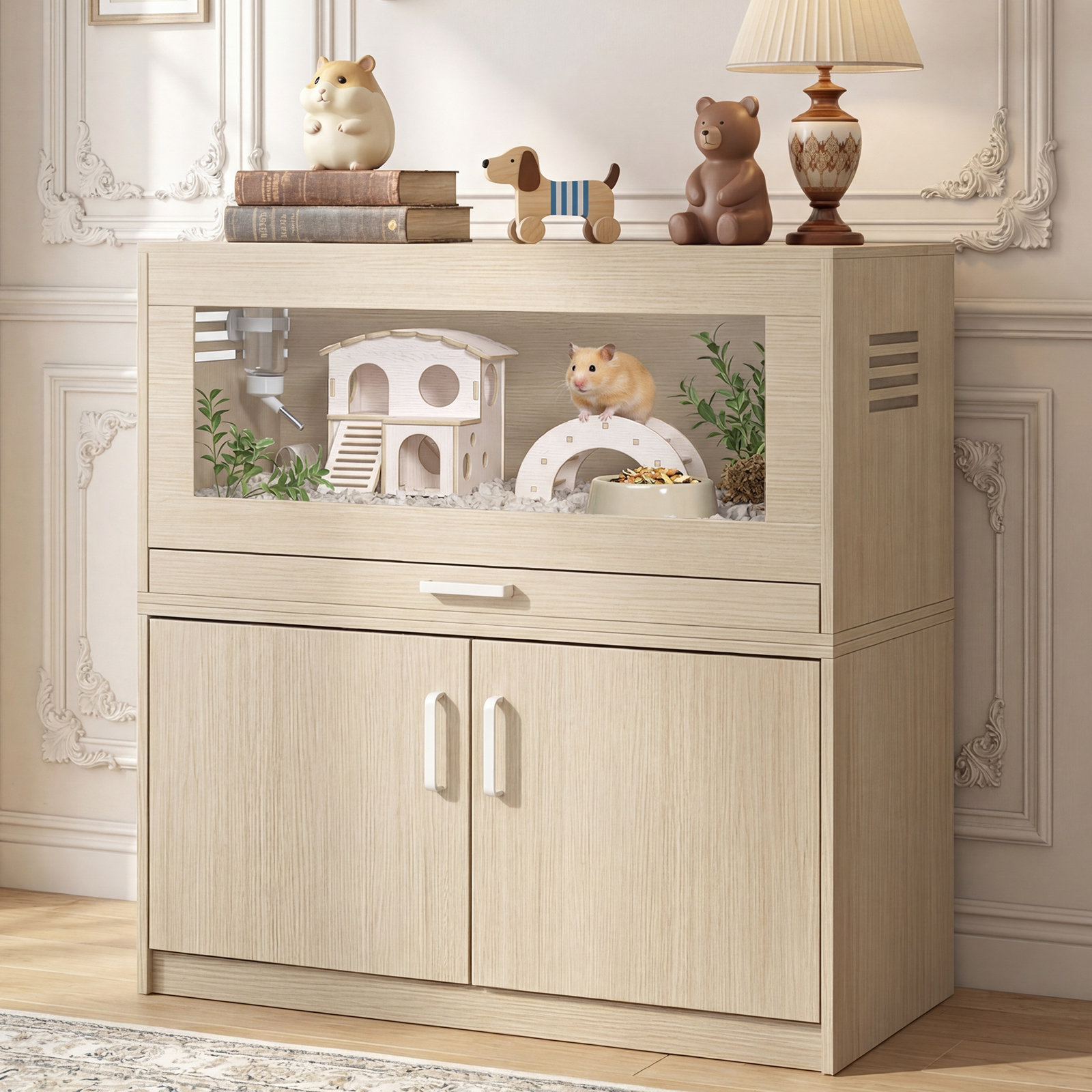 Tucker Murphy Pet™ Hamster Cage with Storage Cabinet Detachable, Large ...