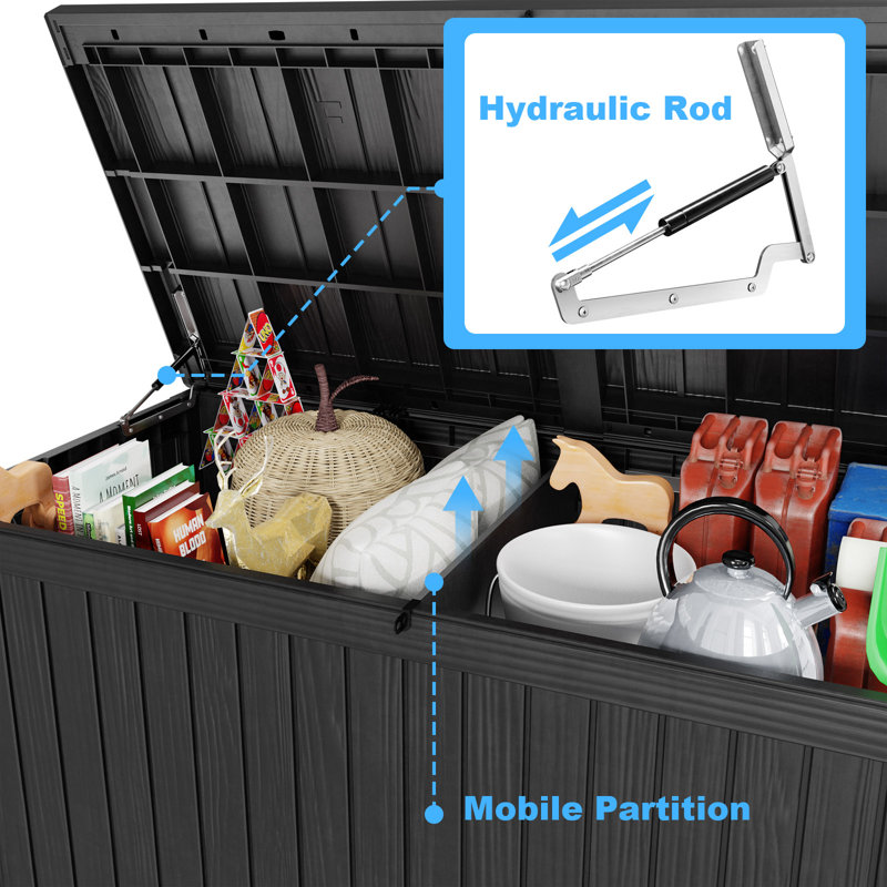 Black Resin 180 Gallon Outdoor Storage Deck Box