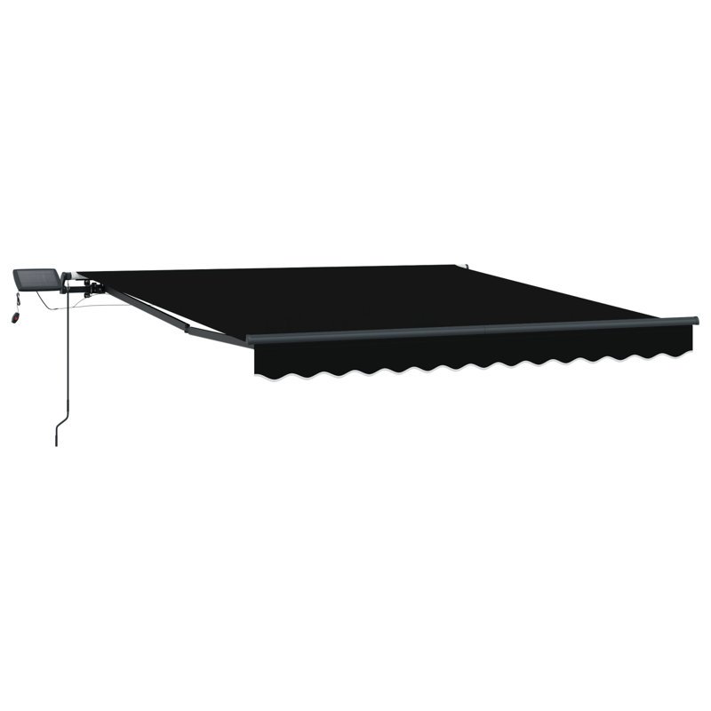 Brayden Studio Retractable Patio Awning, Black/Grey, 300 cm W x 250 cm D