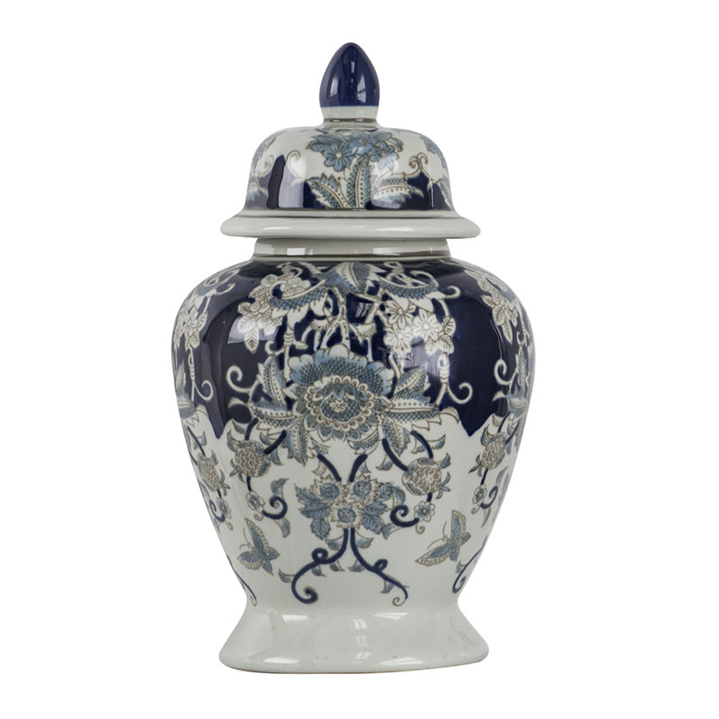 Pot à gingembre avec couvercle en porcelaine de 17 po Rayn