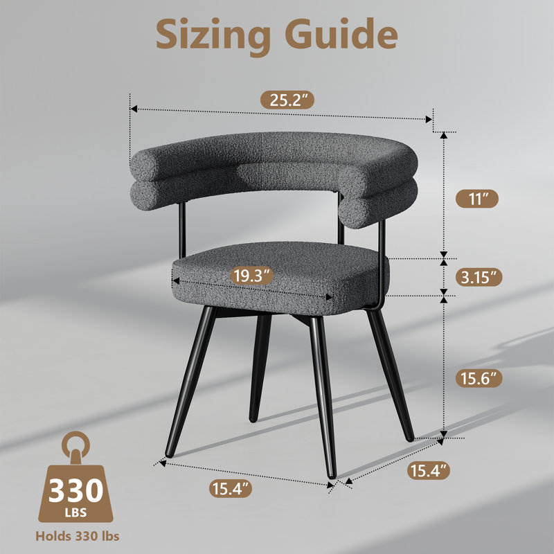 Chaise de salle à manger rembourrée Boucle avec siège pivotant (ensemble de 2), Gris