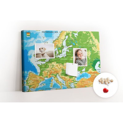 Wall Mounted cork board with print home decor message pin boards decorative bulletin board ideas World map countries