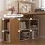 Blanc + bureau en L en bois massif Burlywood + fer-2069095222
