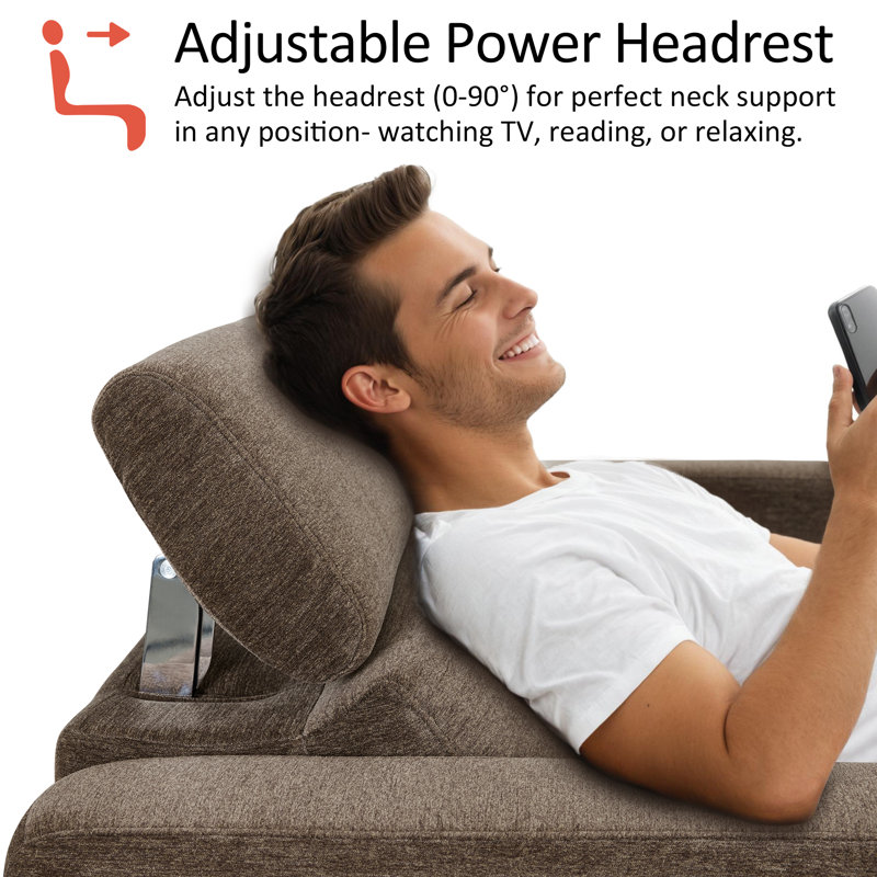 62.2"Wide Zero Clearance Power Recliner Loveseat Sofa with Adjustable Headrest, Coffee