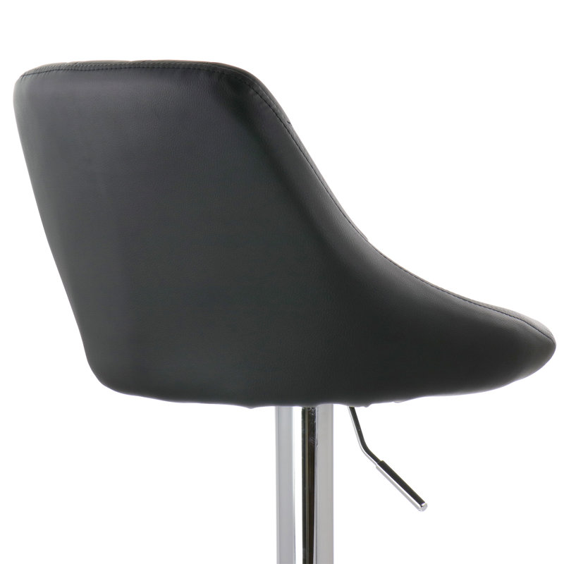 Jaretta Swivel Upholstered Adjustable Height Counter Stool with Metal Frame, Black 