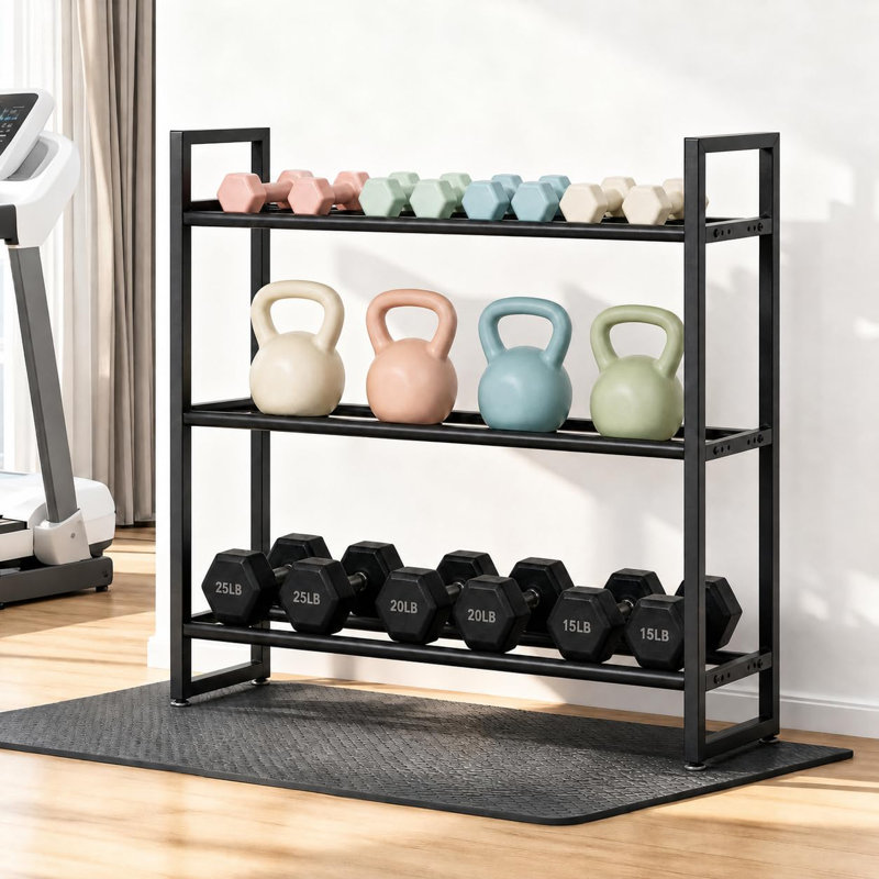 Support à haltères à 3 niveaux, support de poids de 260 lb par niveau pour la gymnastique à domicile