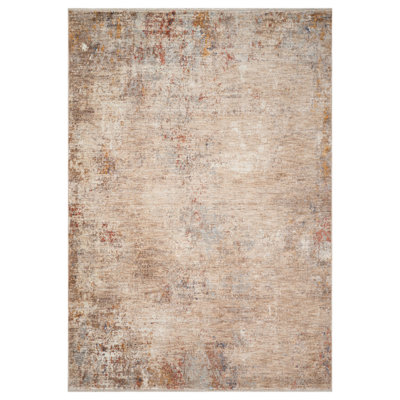 3' X 10' Beige And Brown Floral Medallion Runner Rug With Fringe