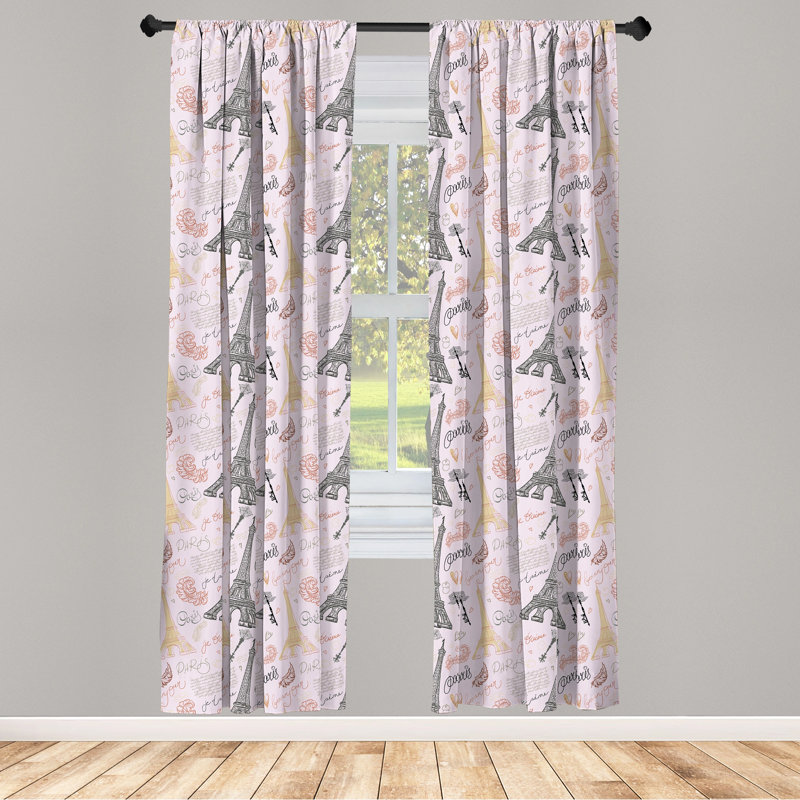 Paris Semi-Sheer Rod Pocket Curtain Panels, 28" x 95"