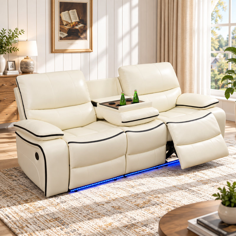 Canapé inclinable électrique haut de gamme en similicuir pour salon