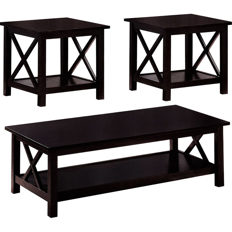 Table foncée 3 avec tables de bout et table basse d'appoint rectangulaire rectangulaire moderne