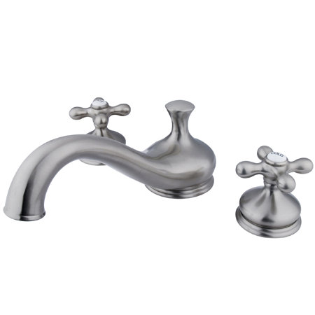 Double Handle Deck Mounted Roman Tub Faucet, Brushed Nickel