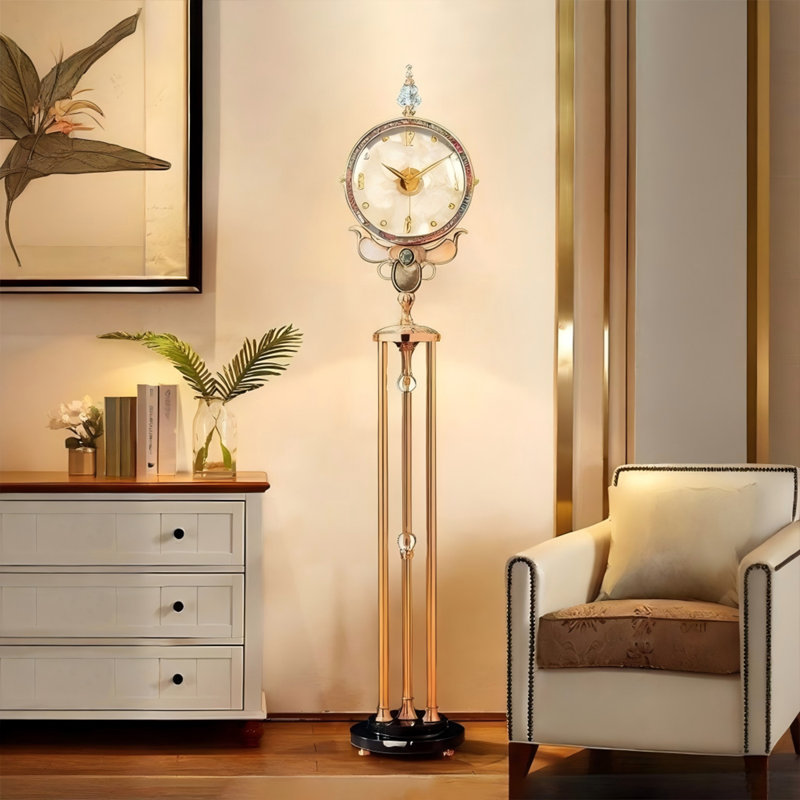 65.94"European luxury-style golden shell floor clock for home use - silent decorative piece - wall clock