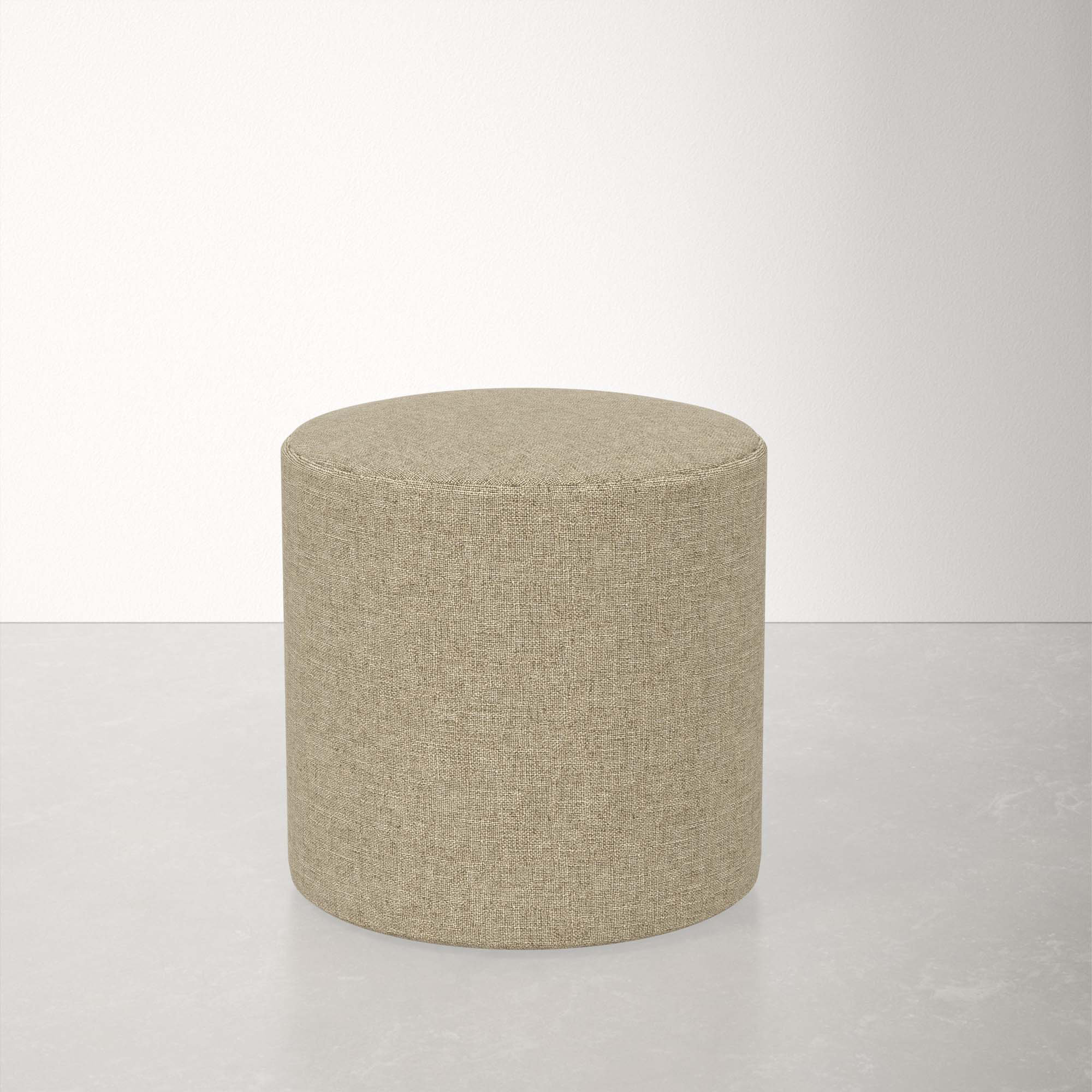 Orlando Upholstered Ottoman, Zuma Natural Textured Linen