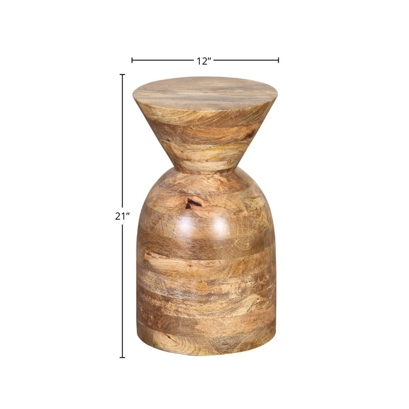  Solid Wood Pedestal End Table