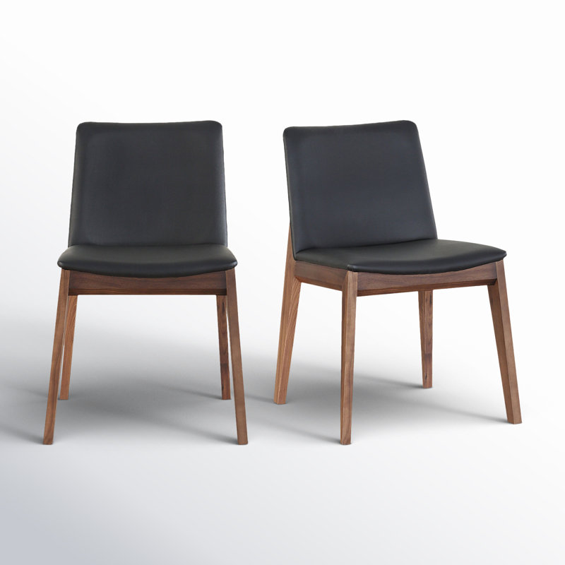 Anrey Vegan Leather Dining Chair, Black Pebbled Faux Leather, Brown