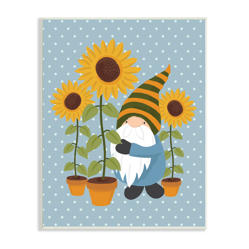 Chapeau rayé bleu à pois Sunflower Garden, H 19 po x l 13 po x P 1 po, Bois