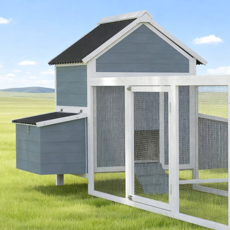 Extra Large Wooden Chicken Coop For 10 - 15 Chickens With Ample Space, Two Nesting Boxes Egg Collection, Comforting Swings And Perches, Multiple Doors Easy Access, Pull Out Tray Maintenance, Weather