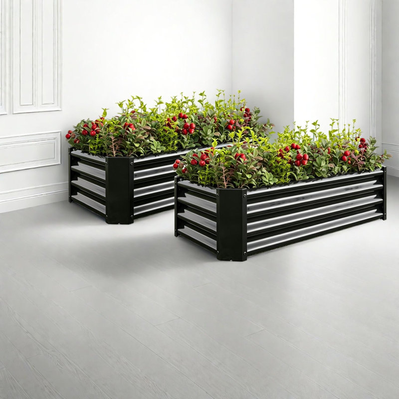 Ensemble de lit de jardin d'extérieur durable en métal 4 X 2 X 1 pi Durable Planters
