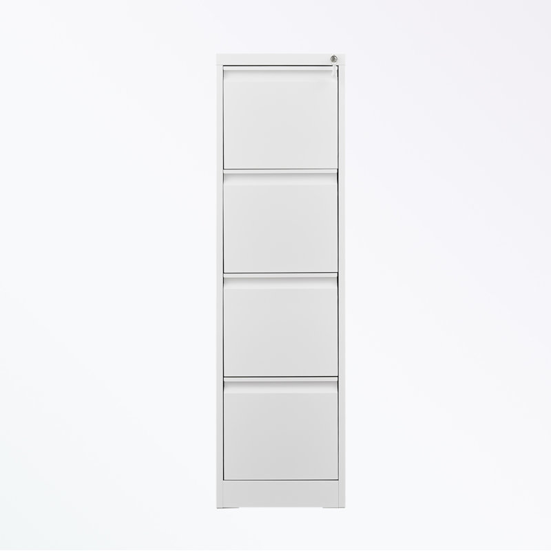 Steel frame File Cabinet with Lock and 4 Drawers, White