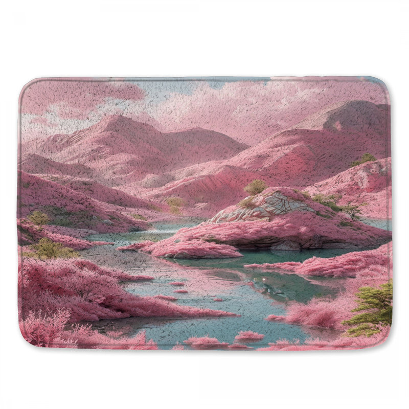 Tapis de bain Pink Mountain Landscape, L 24 po x L 17 po