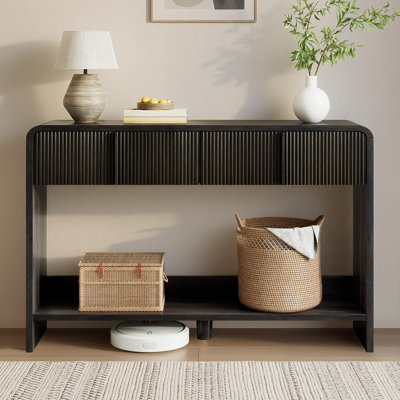Dulane 45" Modern Farmhouse Console Table With 2 Drawers, Black